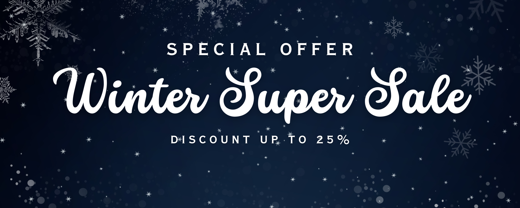 White and Dark Blue Illustrative Winter Super Sale Banner